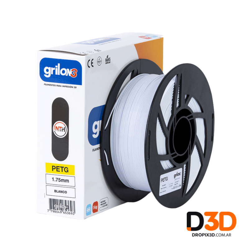 Filamento PETG Grilon3 1kg | Resistente, Brillante DroPix 3D