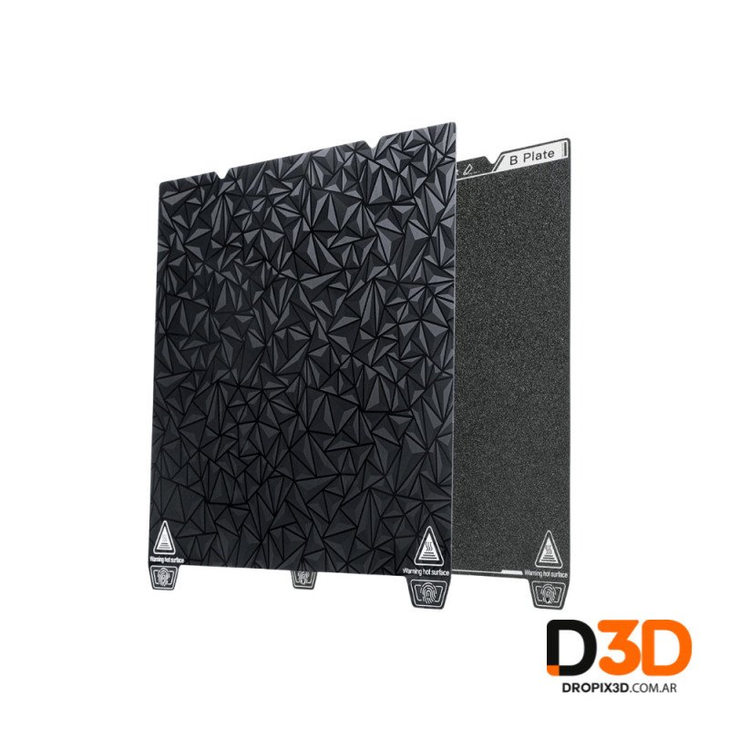 Cama Fleje Doble PEI Rugoso 235x235mm Acero | Símil Creality / Elegoo | DroPix 3D Mar del Plata